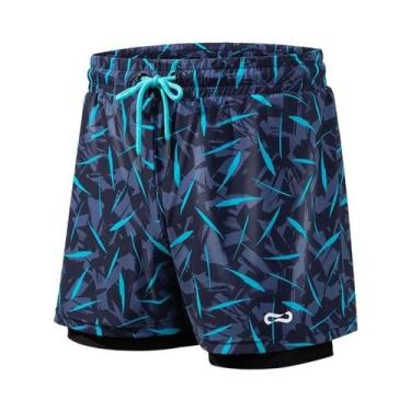 Imagem de Shorts De Praia Masculinos 2 Em 1 De Secagem Rápida COPOZZ Compressão 