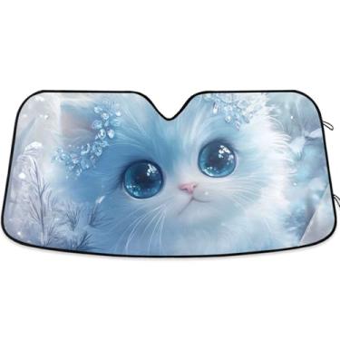 Imagem de Toldo de para-brisa de carro engraçado animal fofo personalizado dobrável caminhão carro persianas para janelas dianteiras automotivo retrátil L, 144,8 cm x 80 cm