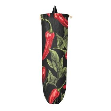 Imagem de Organizador de sacolas de compras de plástico Red Chili Peppers, dispensador de sacolas de supermercado, suporte de sacola de compras para cozinha