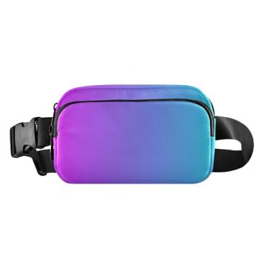 Imagem de Bolsa de cinto colorida gradiente ajustável alça transversal pochete feminina transversal, Gradiente azul e roxo (1), one size, Gradiente azul e roxo (1)