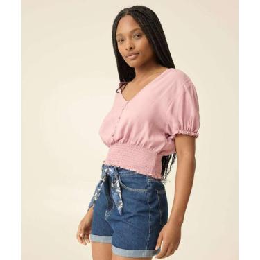 Imagem de Blusa Feminina Manga Curta Lastex Marisa-09000, Rosa, M
