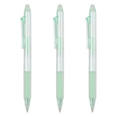 Imagem de PATIKIL 3 canetas de gel apagáveis, canetas de gel retráteis com glitter de 0,7 mm, apagáveis ao calor, marcadores de escrita suaves com aroma de morango para scrapbook, pintura, escrita, verde-claro