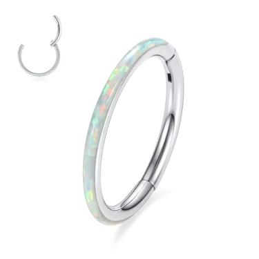 Imagem de Piercing de nariz Peaklink 20G 18G 16G 14G CZ/opala de aço inoxidável sem costura com segmento articulado, septo, concha, helix, cartilagem, 6/7/8//9/10/12 mm