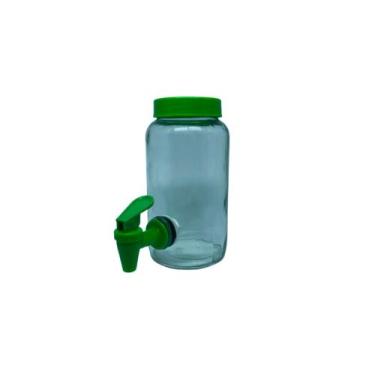 Imagem de Dispenser 800 ml, vidro torneira e tampa verde - GIGANTE DO ABC