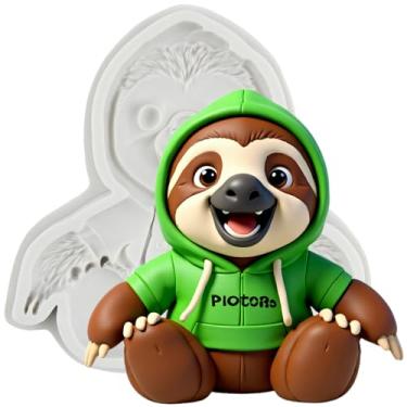 Imagem de MYPRACS Molde de silicone para fondant de bicho-preguiça para decoração de bolos de açúcar, cobertura de cupcake, pasta de goma de chocolate, argila de polímero