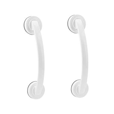 Imagem de Hemobllo 2 peças de aderência de chuveiro, auxílio de equilíbrio de sucção, alça de sucção de parede, suporte de barra para idosos, alça de segurança, apoio de braço, maçanetas de vidro para banheiro