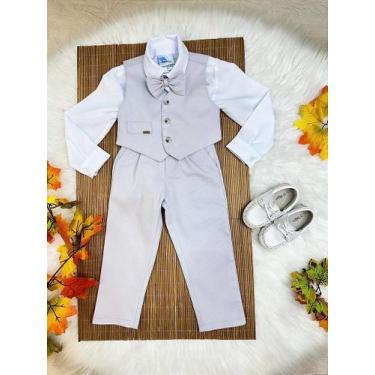 Imagem de Conjunto Social Infantil com Colete, Calça, Gravata e Camisa Branca - 
