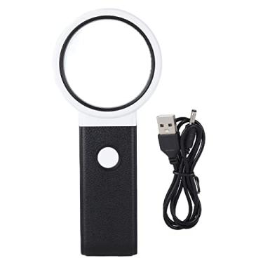 Imagem de Lupa LED Lupa portátil Lente HD dobrável Ampliação 5X 25X com luz UV LED para reparo eletrônico Leitura médica ABS Vidro óptico 85mm (TH-7018B)