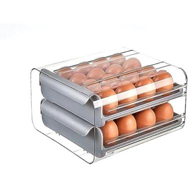 Imagem de Caixa de Armazenamento com 32 Prateleiras Ovos Plástico Container para -Queda Mantém Frio Grande Capacidade Prático Não Poluente e Sem Sabor Transpare