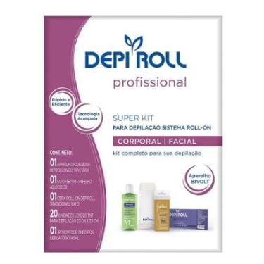 Imagem de DepiRoll Depilação Roll-on Tradicional Kit – Aparelho Aquecedor + Suporte + Cera+ Lenços + Removedor-Feminino