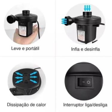 Imagem de Bomba De Ar Elétrica Encher Colchão Boia Piscina Bomba Pneumática Inflador 12V Com Bicos Bivolt