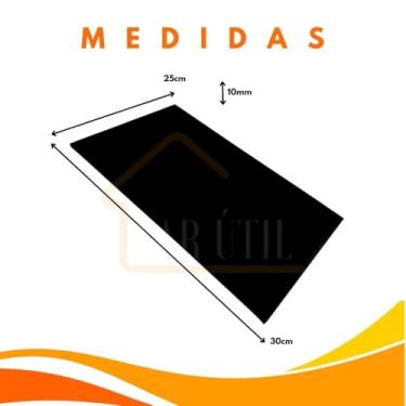 Imagem de Tábua de Corte Preta Antibacteriana 10mm em Polietileno para Carnes, Legumes e Alimentos Diversos com Vários Disponíveis (30x25)