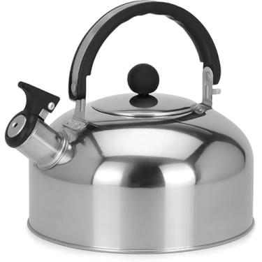 Imagem de Chaleira Inox 2.5 Litros em Aço Inox e Nylon com Apito, Cabo Ergonômico e Design Moderno Ideal para Chá e Café - Resistência e Estilo na Cozinha (Inox)