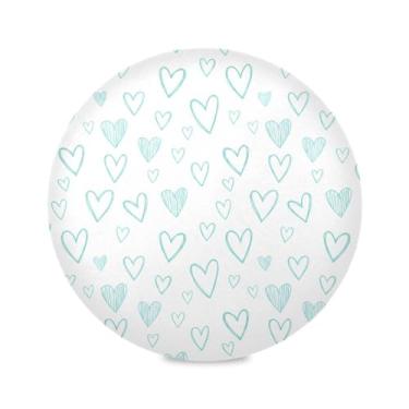 Imagem de Wassud Jogo americano tapetes redondos com corações azul-petróleo claro para cozinha e jantar, tapetes laváveis e resistentes ao calor, decoração de mesa 39 cm