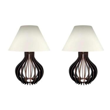 Imagem de 2 Luminária Abajur mesa de cabeceira Quarto Luminária De Mesa - Mdf St