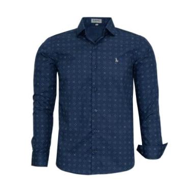 Imagem de Camisa Social Masculina Amil Comfort Manga Longa Estampada Sem Bolso 1
