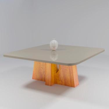 Imagem de Mesa Magic Premium 135x135 MDF/Vidro Bom Pastor, Base Naturale Tampo P