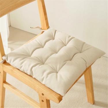Imagem de Almofada quadrada de assento macia e espessa para cadeiras de cozinha, com amarras e base antiderrapante, ideal para sala de estar, varanda e jardim.