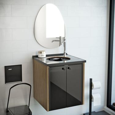 Imagem de Gabinete para Banheiro 49x42,6cm Fenix Preto / Madeirado