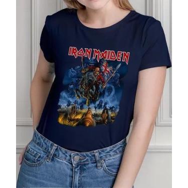 Imagem de Camisa Camiseta Adulto Masculina Feminina Algodão Banda de Rock Iron M