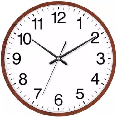 Imagem de Relógio para pendurar na sala de estar, relógio doméstico simples e moderno, relógio de quartzo criativo e personalizado, adequado para salas de estar e escritórios. Relógio de parede (marrom, médio)
