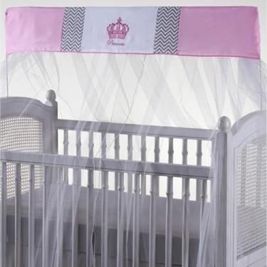 Imagem de Mosquiteiro para Berço Americano com Bando em Tule, Rede de Proteção para Bebê (COROA ROSA)