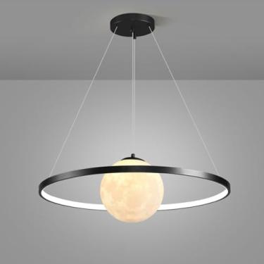 Imagem de Luminária de teto LED redonda moderna de 60 cm de diâmetro para sala de jantar e cozinha, com intensidade de luz ajustável de 3000K a 6000K, em acrílico, para sala de estar, quarto, cozinha