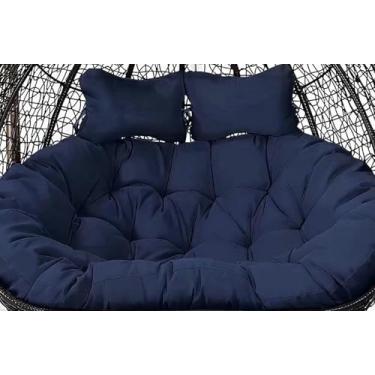 Imagem de Almofada de substituição para cadeira suspensa de jardim tipo ovo, 2 lugares, 59 x 43 polegadas (150 x 109 cm), almofada para cadeira suspensa dupla tipo rede (cadeira não incluída).