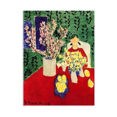 Imagem de Henri Matisse Impressão artística flores de ameixa fundo verde pôster pinturas famosas arte de parede Henri Matisse decoração de banheiro arte presente para sala de estar casa escritório decoração de