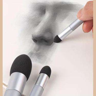 Imagem de Conjunto de 3 pincéis de esponja de desenho, esponjas ovais laváveis para pintura e desenho, champanhe dourado