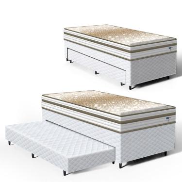 Imagem de Cama Box com Colchão de Molas Ensacadas Double Face Pillow Euro Alfa Probel + Auxiliar de Espuma Unique Solteiro 88cm