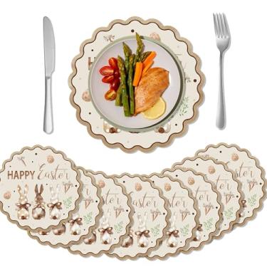Imagem de Jogo americano de Páscoa, jogo americano descartável, decorativo, marrom, coelho, coelho, tapete de mesa para cozinha, festa, decoração de jantar (pacote com 30)