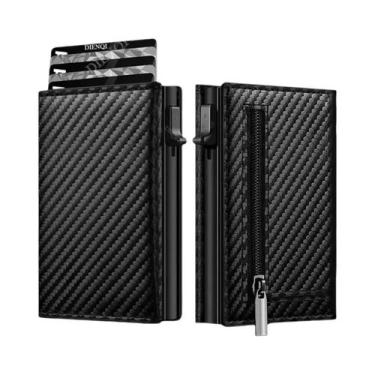 Imagem de Carteira Masculina Slim Minimalista Com Bloqueio RFID, Porta-Cartões D