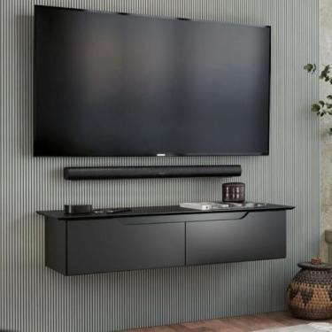 Imagem de Aparador Suspenso Rack Sala TV Duas Gavetas MDF/MDP Compacto Design Mo