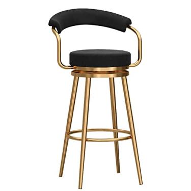 Imagem de Banquetas de veludo com encosto - Banquetas de bar de arte de ferro elegantes para balcão de ilha de cozinha, cadeiras de jantar estofadas com apoio para os pés - Complementa perfeitamente a decoração