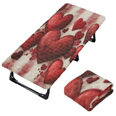 Imagem de Burbuja Lençol de berço de coração vermelho para crianças, lençol portátil acolchoado com elástico para meninas e meninos, lavável na máquina, 63,5 x 127 cm