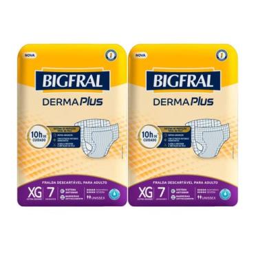 Imagem de Fralda Geriátrica Descartável Bigfral Derma Plus XG 14 Unid