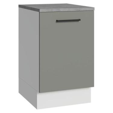 Imagem de Balcão de Cozinha 50cm 1 Porta Branco/Cinza Agata Madesa, Branco/Cinza