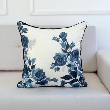 Imagem de Capa Almofada Linhão Flores Azuis 45x45 Azul - AMOFADAS