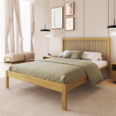 Imagem de Cama de Casal Madeira Maciça com Lastro Lucy Oak