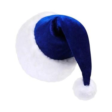 Imagem de Chapéu De Natal De Veludo, Gorro Festivo Espesso Para Adultos E Crianç