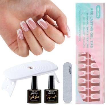 Imagem de Misssix Unhas de ponta francesa profunda, 160 peças de unhas de gel francês, unhas postiças curtas quadradas de gel macio, kit inicial X-BASIC Tips para arte em unhas, faça você mesmo, 16 tamanhos