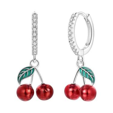 Imagem de Brinco original 925 prata esterlina cereja arco pendientes para mulher