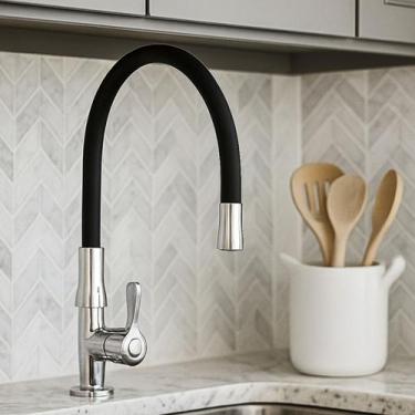 Imagem de Lux Torneira Tubo Flexível de Bancada Preta 360 1/4 de Volta com Acion