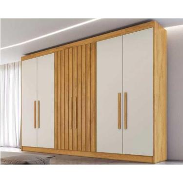 Imagem de Guarda Roupa Casal Potente 6 Portas C/ 4 Ripados E 6 Gavetas Peroba/off White - Europa