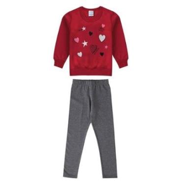 Imagem de Conjunto Infantil Feminino Moletom Estampado Malwee - VERMELHO - 18-Feminino