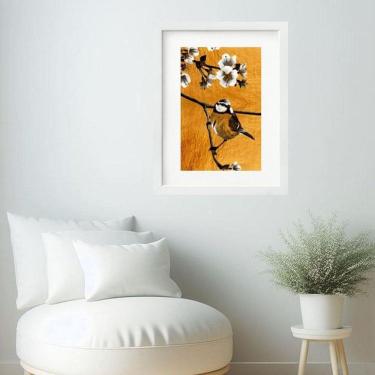 Imagem de Quadro Pássaro Flor De Cerejeira- 60X48Cm