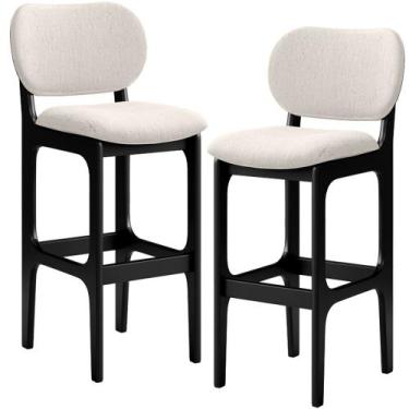 Imagem de Kit 2 Banquetas Alta Bar Cozinha Sala Jantar Fixa Betta L02 Preto Linh