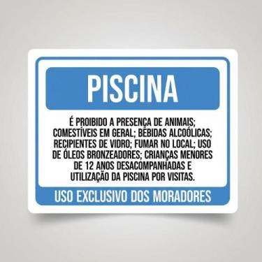 Imagem de Placa Acm Piscina Exclusivo Moradores 18X23 - Sinalizo