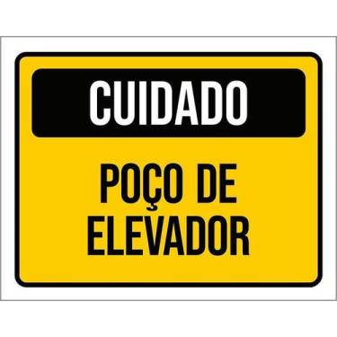 Imagem de Kit 5 Placa Acm Cuidado Poço Elevador 18X23 - Sinalizo